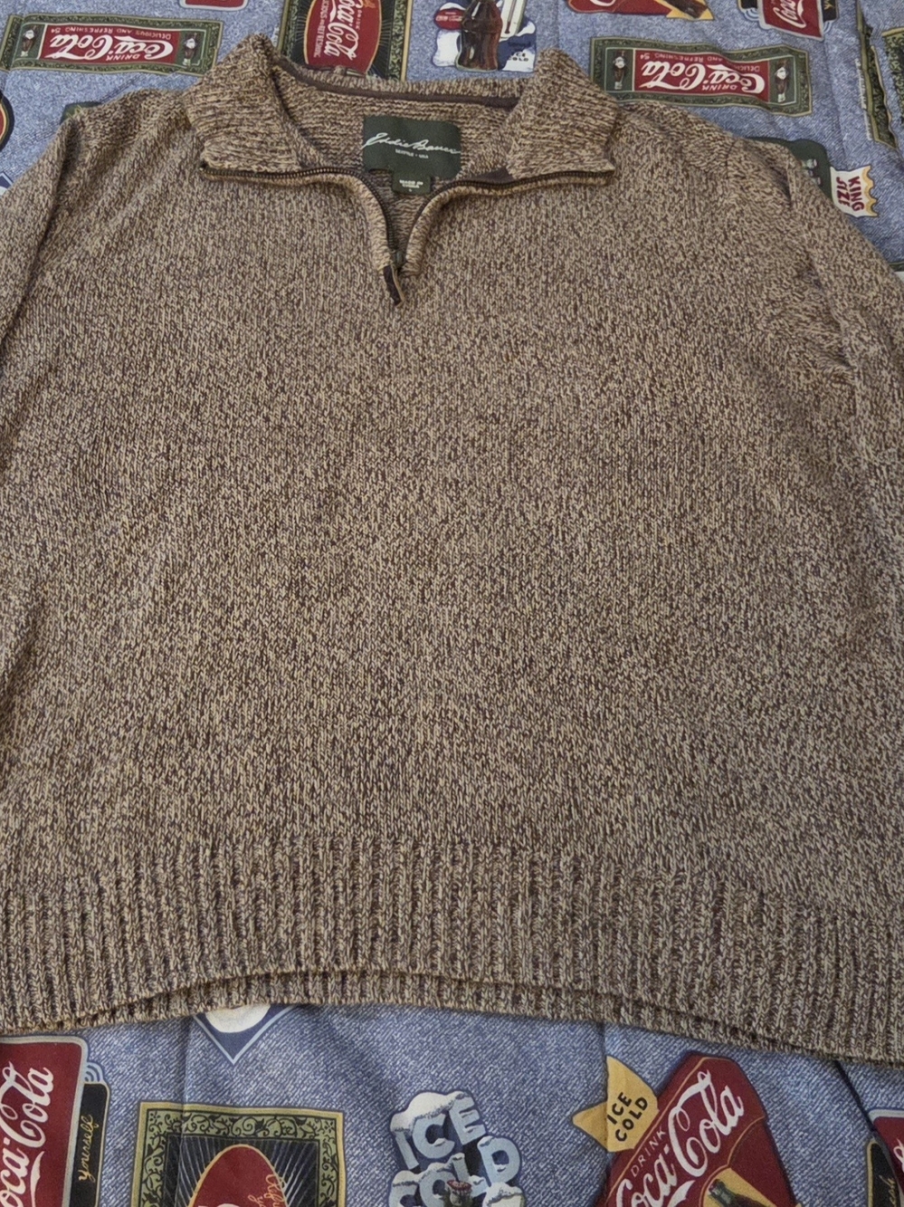 Eddie Bauer Brown Quarter-Zip Knit Sweater - Men's